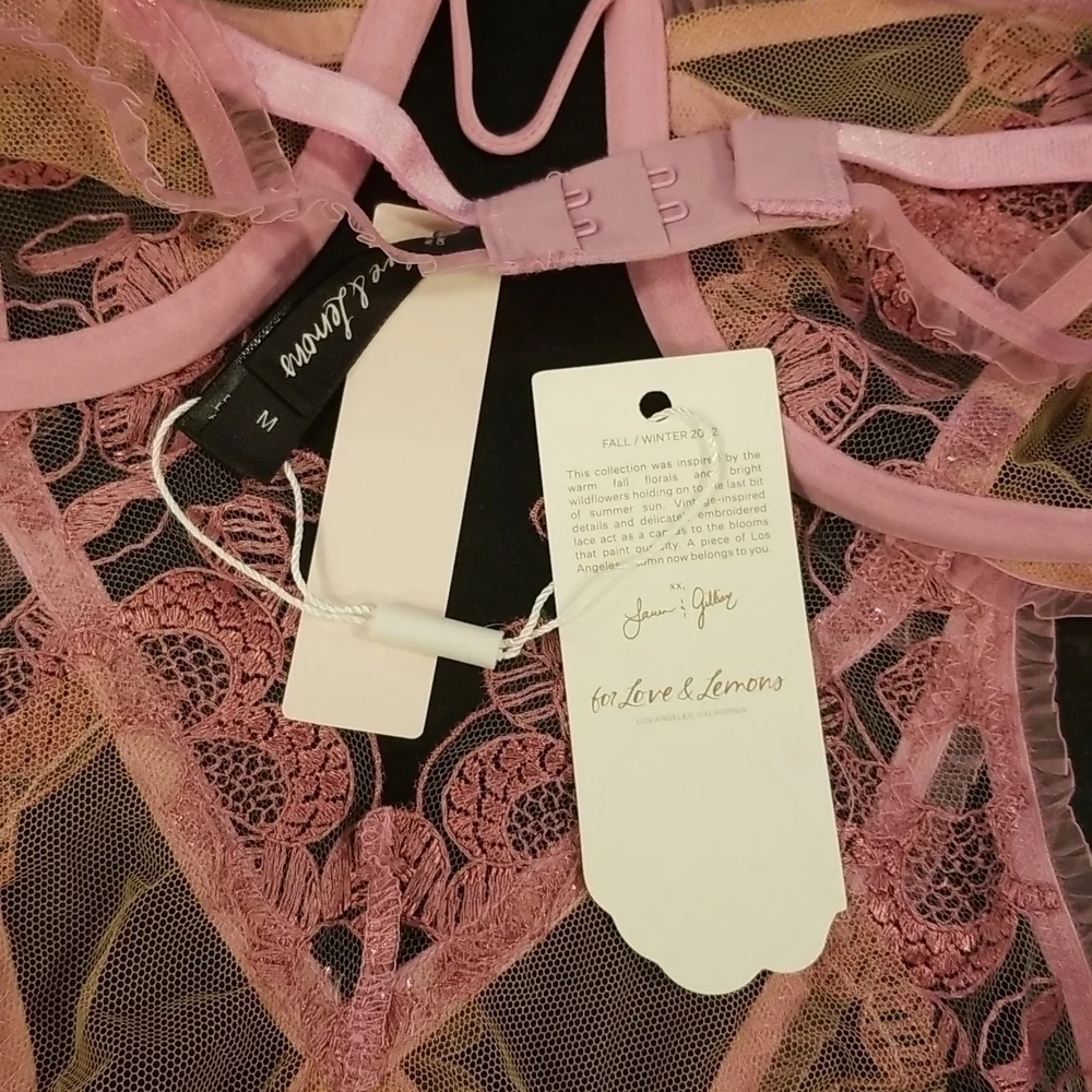 💕FOR LOVE AND LEMONS💕 Grace Bodysuit ~ Mauve Lace Medium M NWT - Picture 11 of 13